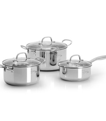 Bộ 3 lớp quai inox đặc nắp kính Five star