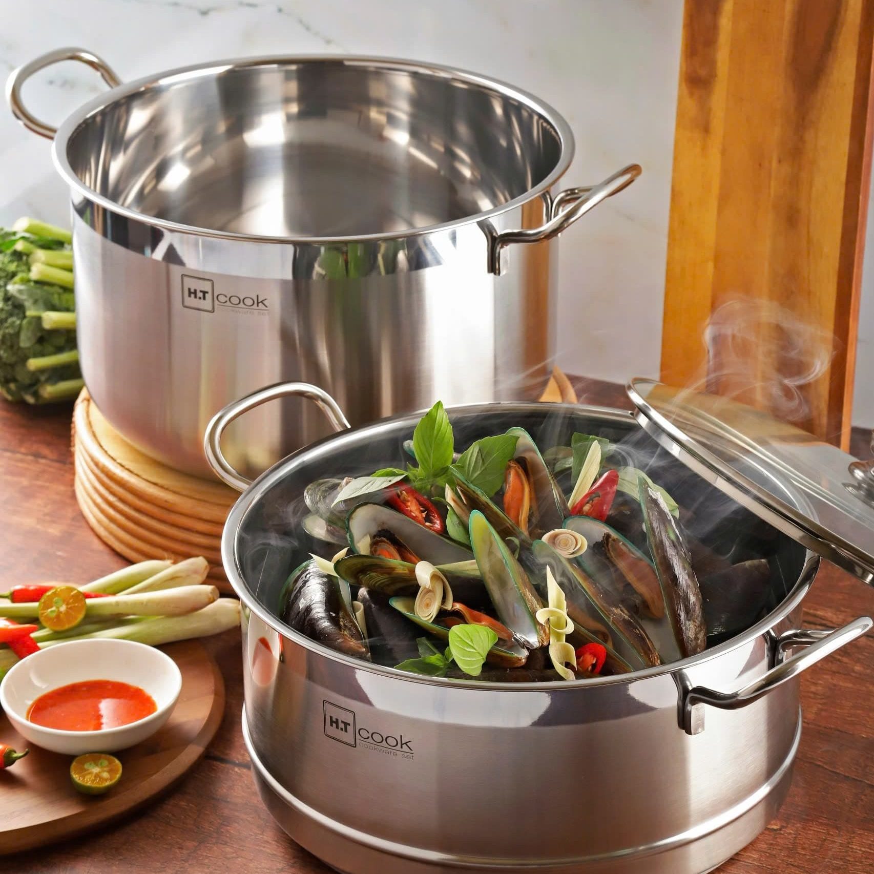 Bộ xửng inox nắp kính HT cook